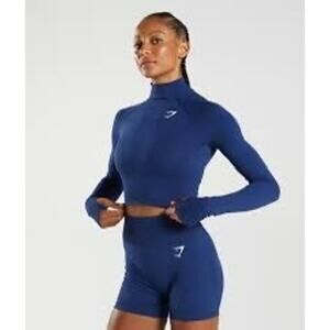 Gymshark Vital High Neck Midi Top - Stellar Blue Marl